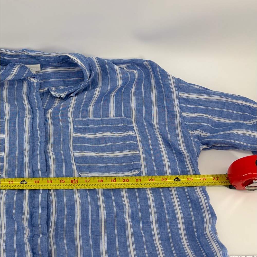 J. Jill Linen Shirt in Blue and White - Picture 6 of 8